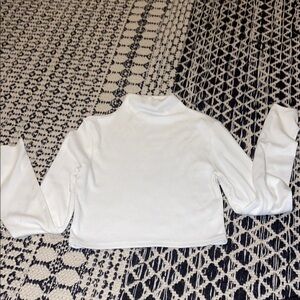 Princess Polly Cream Ribbed Collar Top